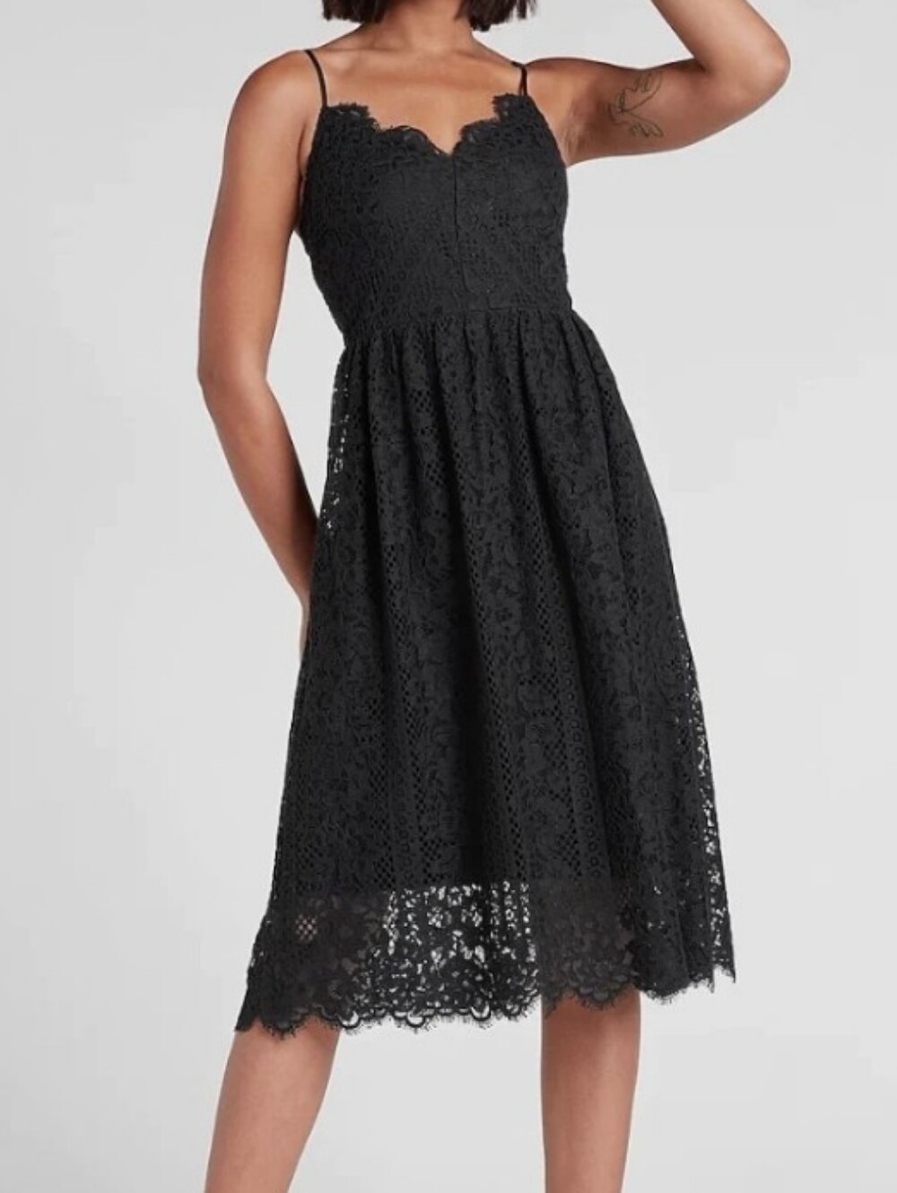Express Black Lace Midi Dress Spaghetti Straps